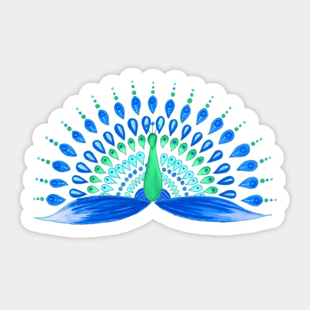 Blue mandala peacock Sticker by Home Cyn Home 